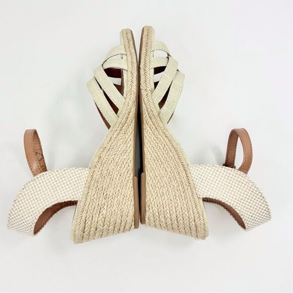 Lucky Brand KALLEY Neutral Tan Crisscross Strap Open Toe Espadrille Wedge Sandal - Picture 8 of 15